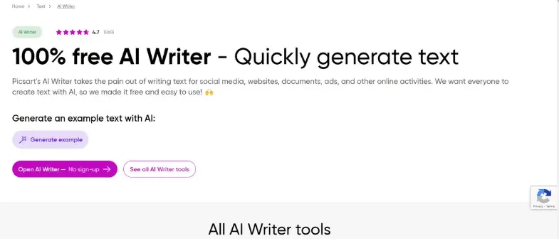 AI tools for content writing - AI Writer