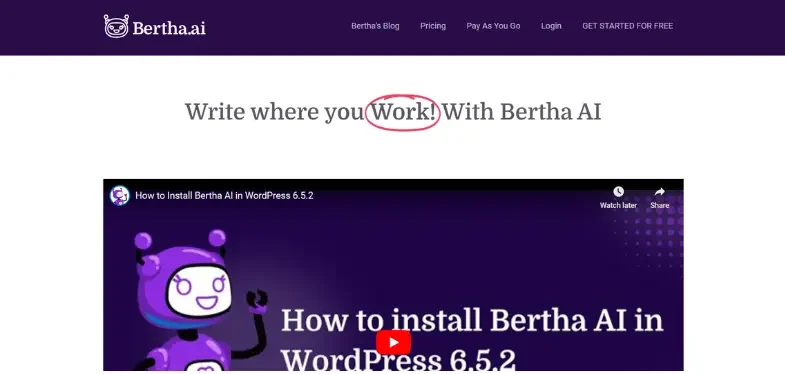 AI tools for content writing - Bertha AI