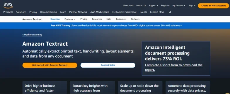 Best Invoice Automation Software - amazon textract