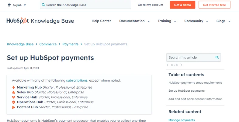 Best Invoice Automation Software - hubspot payment