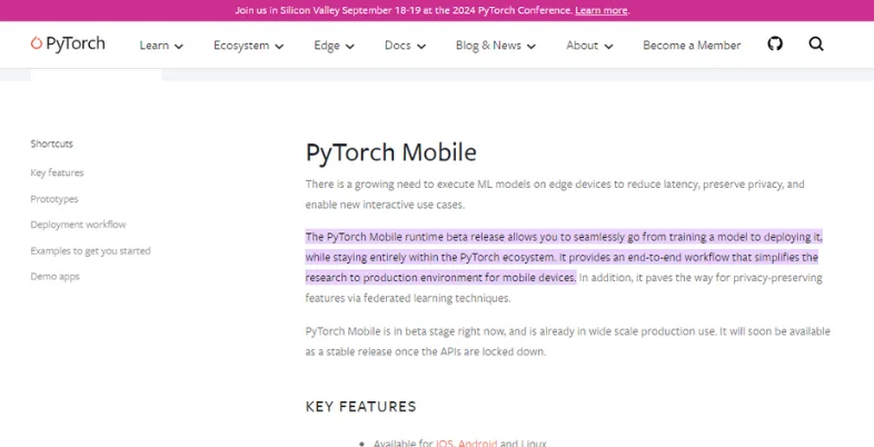 AI Tools for Mobile App Development - pytorch mobile