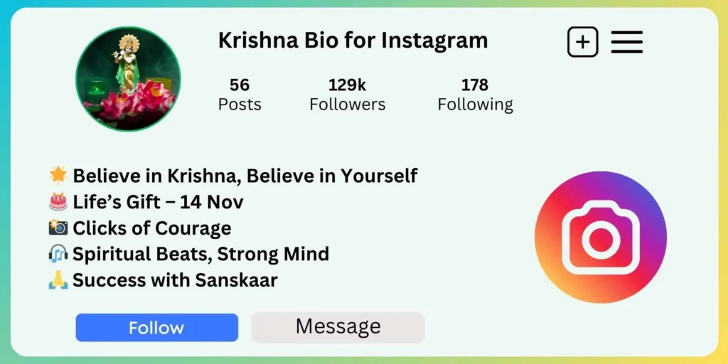 Krishna Bio for Instagram