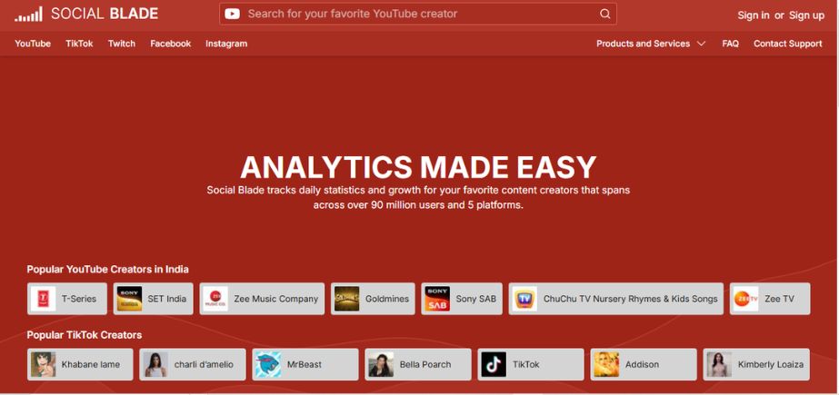 Influencer Marketing Platforms - social blade
