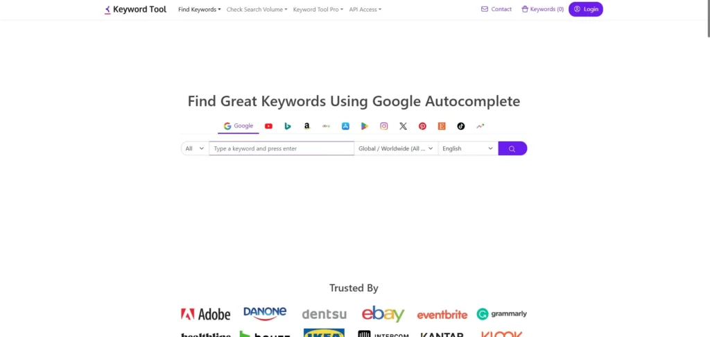 Keyword Search Tool - KeywordTool.io
