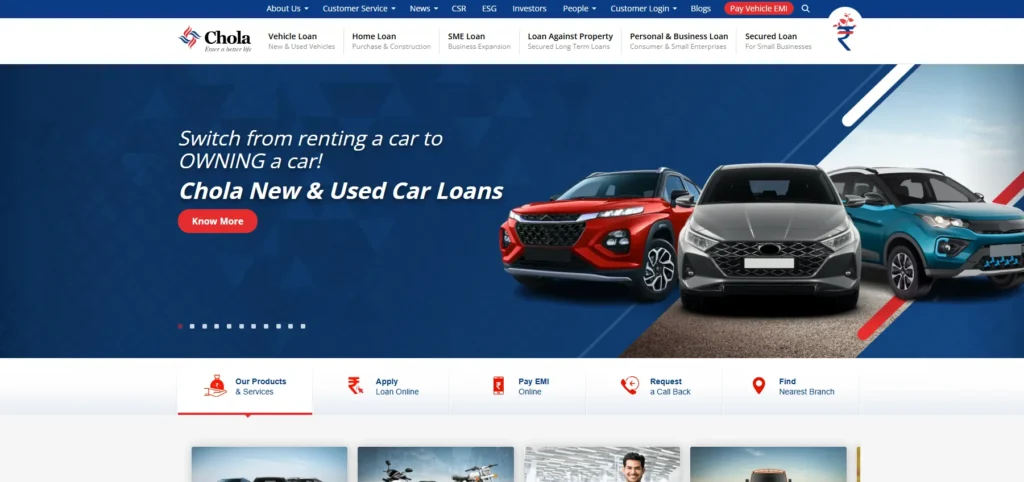 Finance Company in Chennai - Cholamandalam Investment and Finance Company Limited