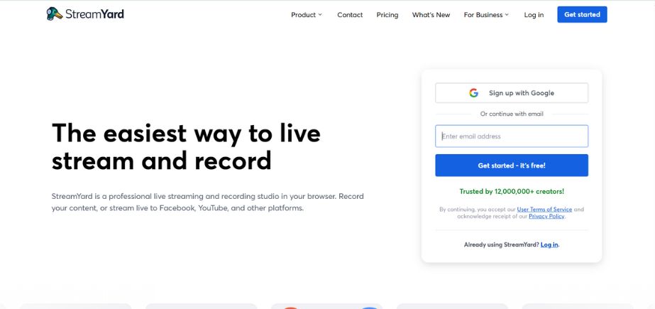 StreamYard - Best Webinar Software