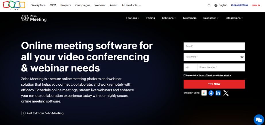 Zoho Meeting - Best Webinar Software
