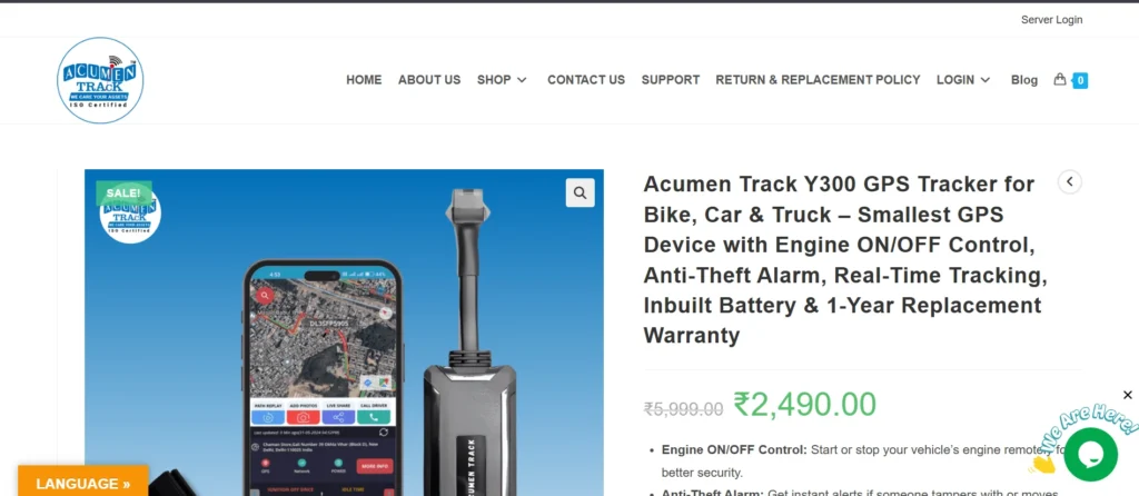 Vehicle GPS Tracker in India - Acumen Track Y300Vehicle GPS Tracker in India - Acumen Track Y300