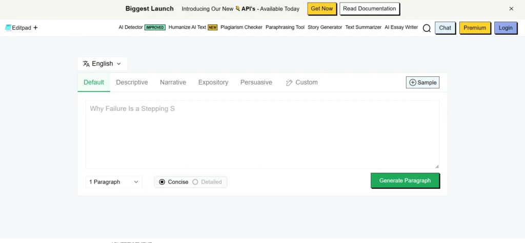 Editpad’s AI Paragraph Generator