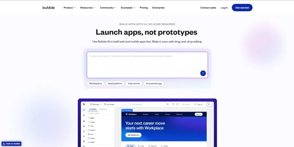 Bubble- best no-code app builder