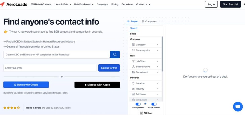 AeroLeads-Free Email Lookup Tools for Startups