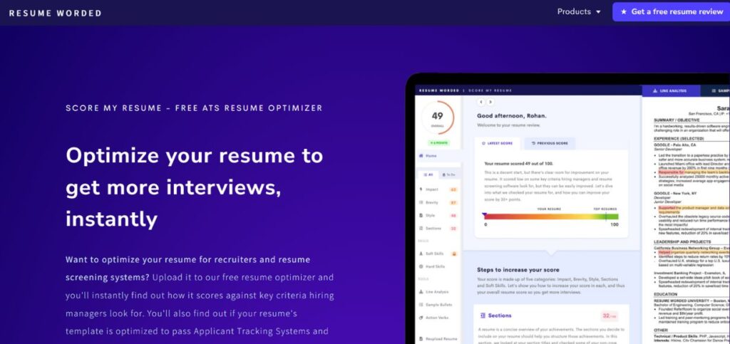 Resume Worded Optimization Engine-AI Job Search Tips