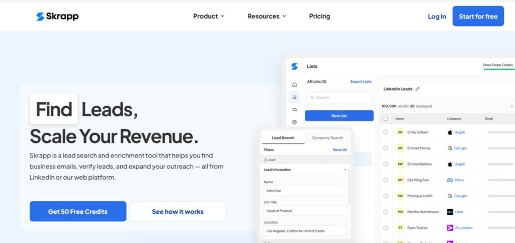 Skrapp.io-Free Email Lookup Tools for Startups