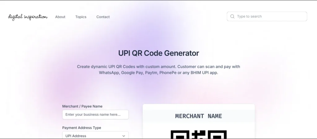 Labnol UPI QR Code Generator