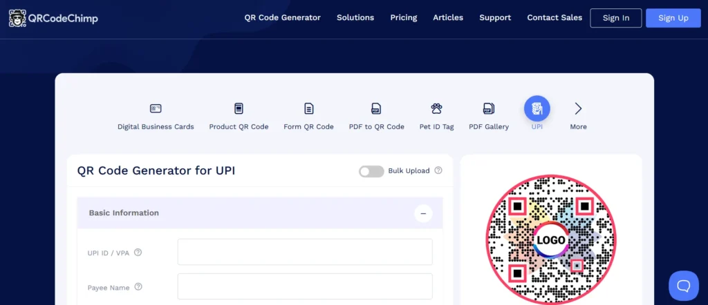 QRCode Chimp – UPI QR Code Generator