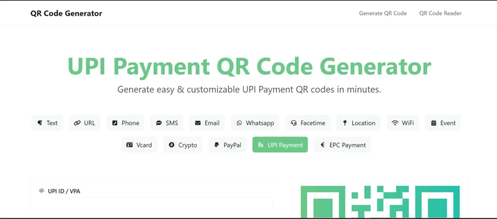 RADAAR UPI QR Code Generator