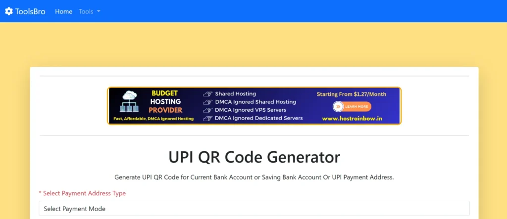 ToolsBro UPI Account QR Generator