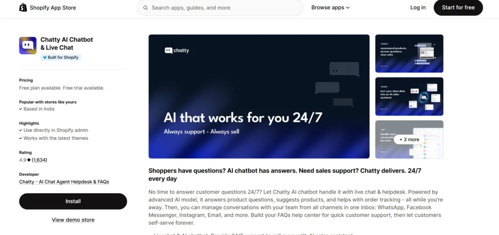 Chatbot for Shopify - Chatty AI