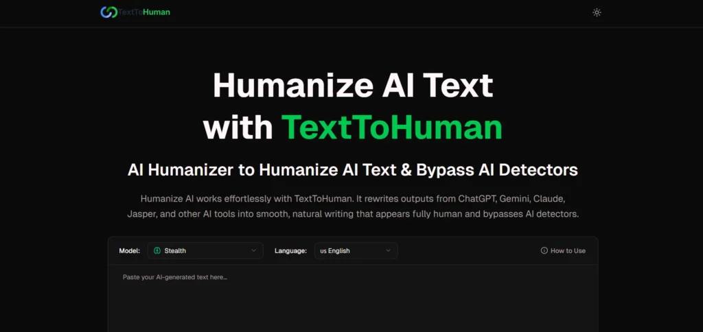 AI Text Humanizer: TextToHuman.com