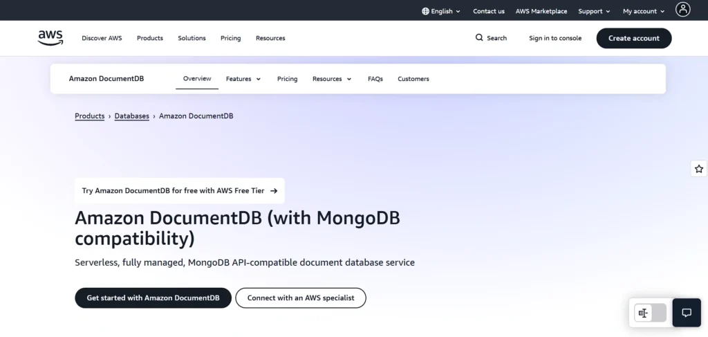 secure database management platform - Amazon DocumentDB
