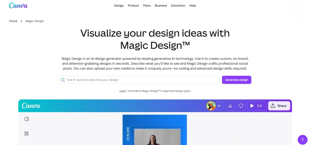 AI Presentation Tool - Canva (Magic Design)