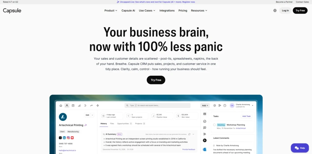 CRM Software for Startups - Capsule