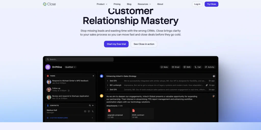 CRM Software for Startups - Close CRM