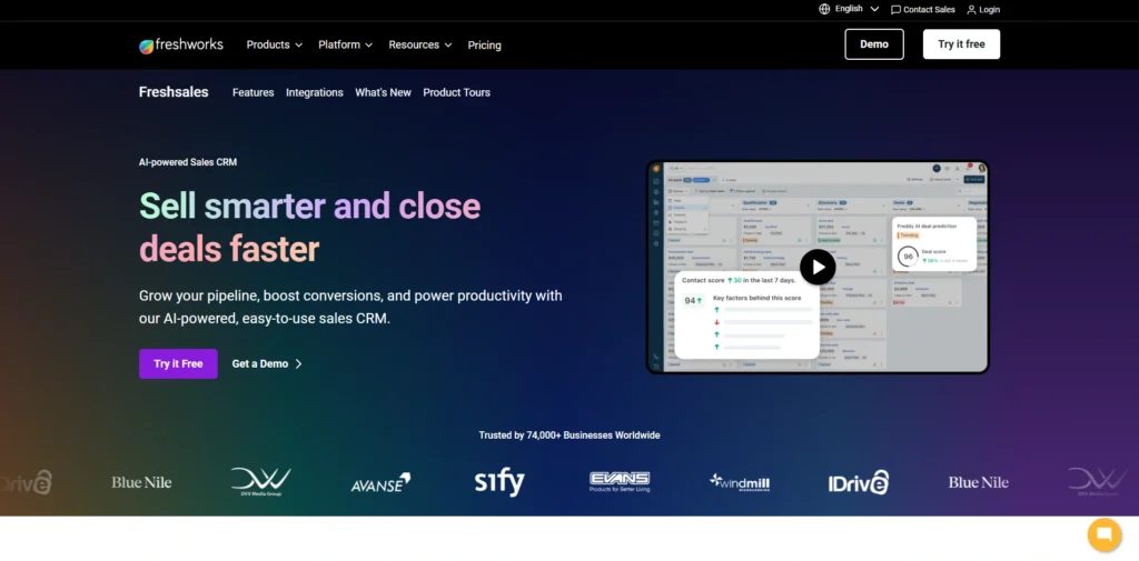 CRM Software for Startups -Freshsales