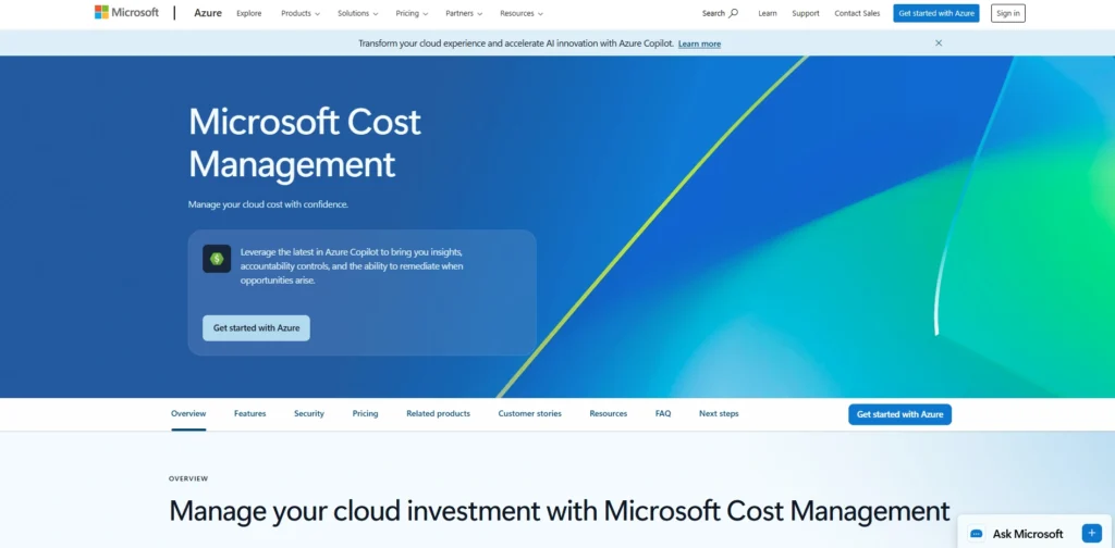 Cloud Cost Management Tools-Microsoft Azure Cost Management + Billing