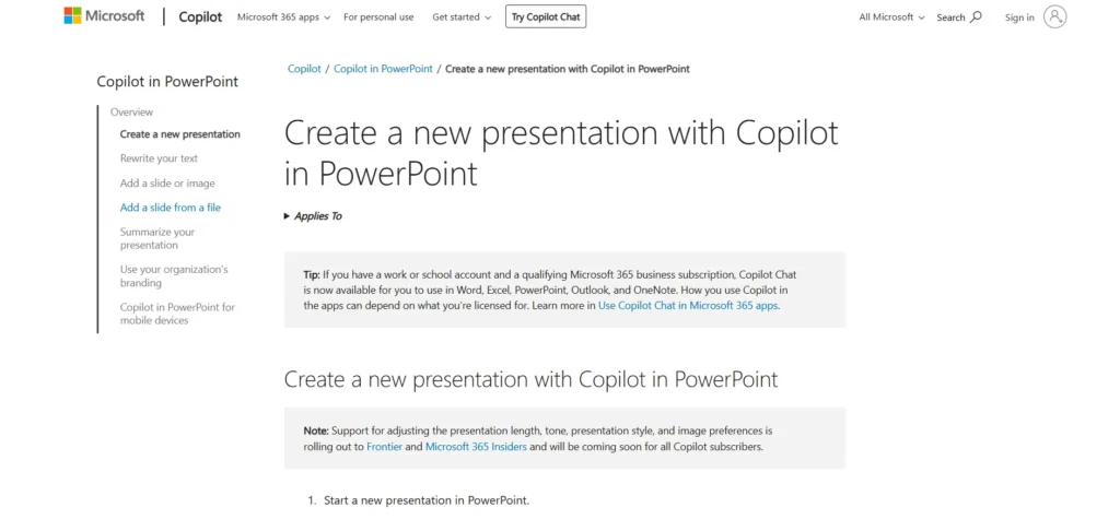 AI Presentation Tool - Microsoft Copilot for PowerPoint
