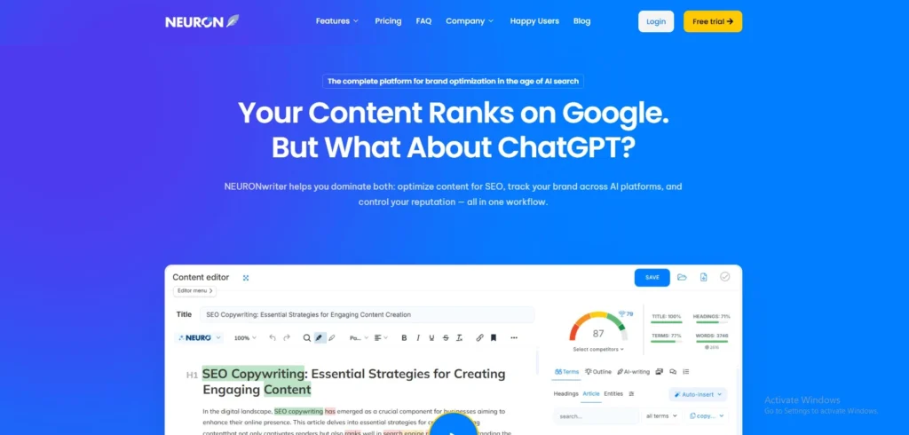 Content Optimization Tools-NeuronWriter