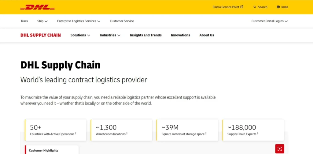 Logistics Companies in India - DHL Supply Chain India