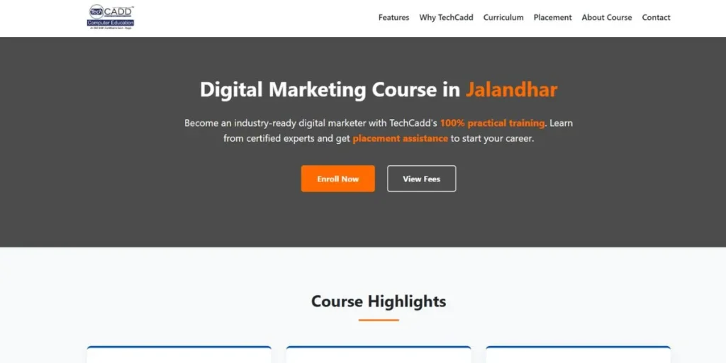 10 Best Digital Marketing Courses in Jalandhar 2026: Fees, Syllabus, Placement & Reviews TechCadd - Digital Marketing Courses in Jalandhar